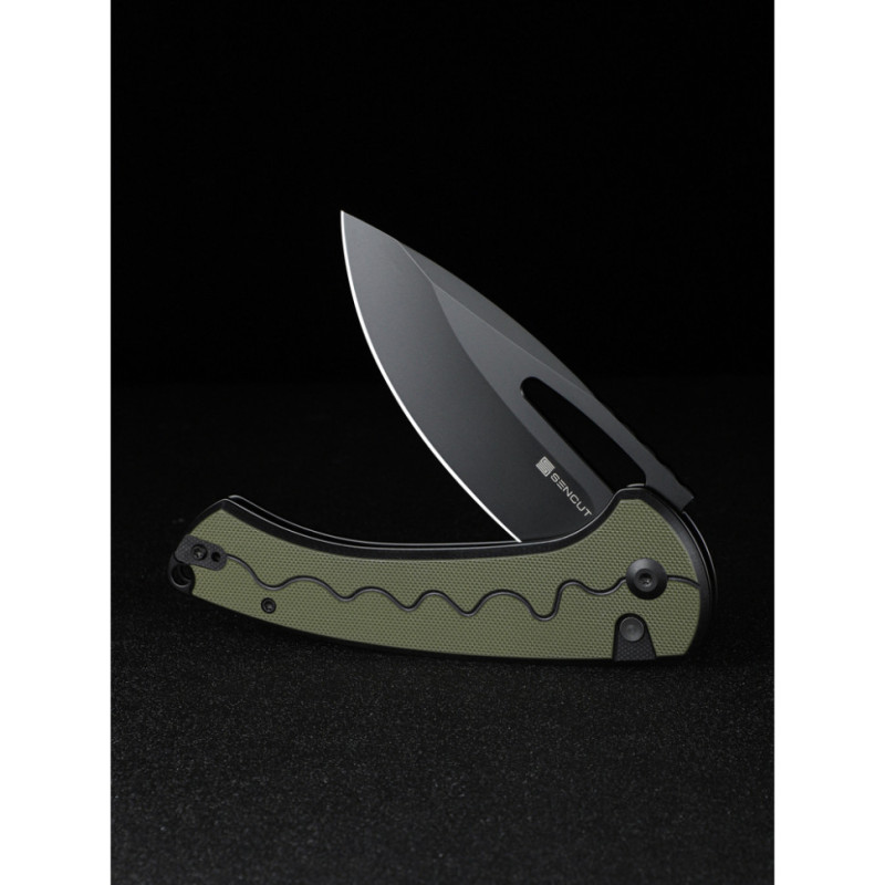 Ніж складаний туристичний Sencut Squiggy, (9.9 см) 9Cr18MoV / G10 чорно-зелений