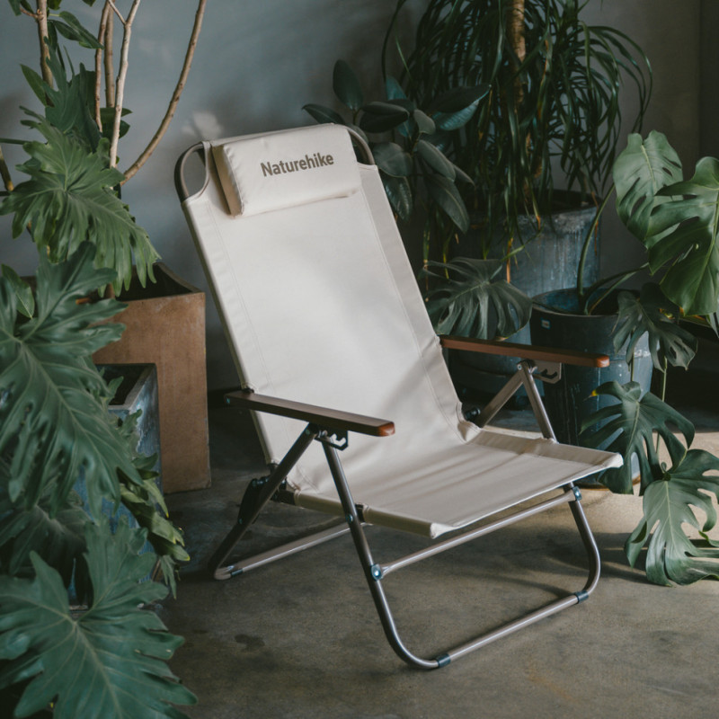 Крісло складане з регульованим нахилом Naturehike CNK2550JJ012, вуглецева сталь, бежевий