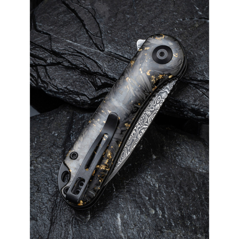 Ніж складаний кишеньковий Civivi Elementum, (7.5 см) Damascus / Carbon Fiber сірий