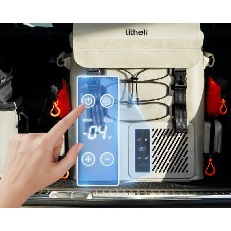 Акумуляторний холодильник-рюкзак Litheli 16л, живлення від павербанку (УМБ Litheli Power Bank 20000 mAh, 45 W в комплекті)