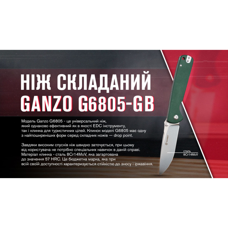 Ніж складаний Ganzo G6805-GB синьо-зелений