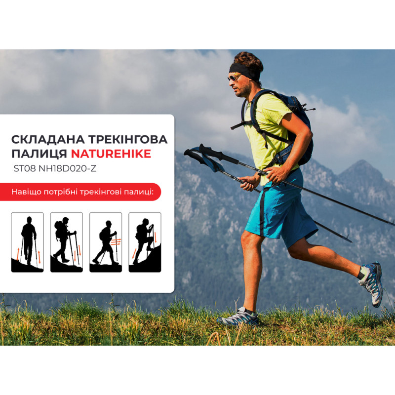 Трекінгова палиця Naturehike ST08 NH18D020-Z, 120 см, бордова
