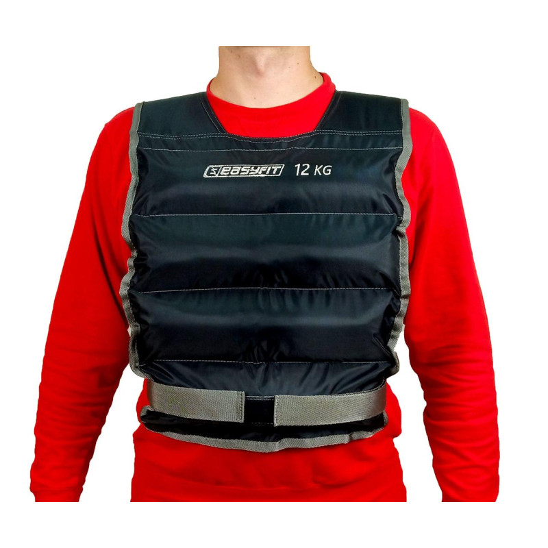 Жилет для утяжеления EasyFit, Вес 12 кг, Оксфорд, Песок, Черный