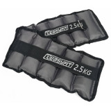 Утяжелители для ног и рук с металлом EasyFit Metal (пара), Вес 2,5 кг, Оксфорд, Металл, Черно-серый