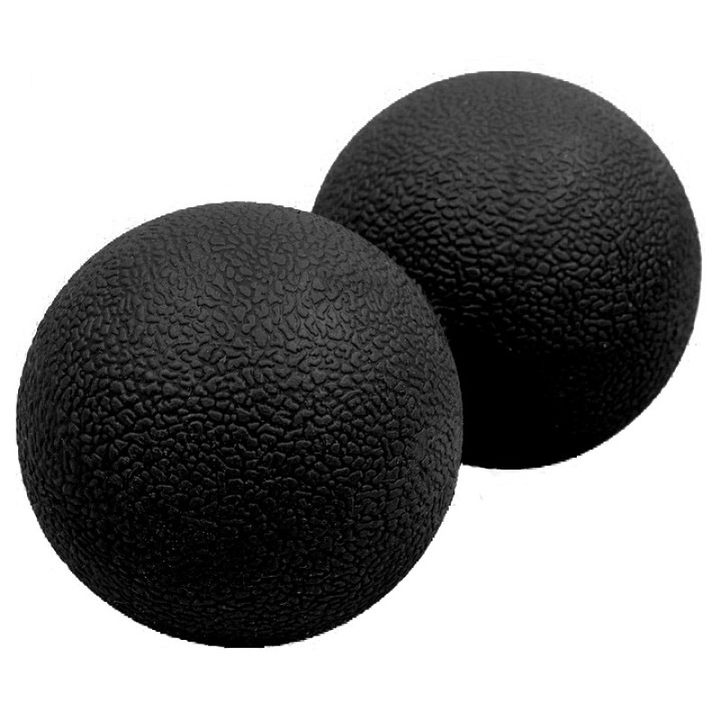 Подвійний масажний м'яч EasyFit, Довжина 12 см, Діаметр 6 см, Матеріал TPR, для МФР, зняття напруги та самомасажу, Чорний