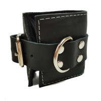 Манжета EasyFit F10 для тяги на тренажерах, Натуральна шкіра, Регульований обхват 16-31 см, Ширина 9 см, Чорний