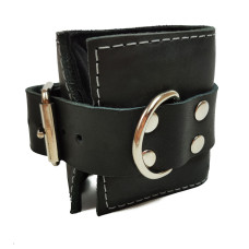 Манжета EasyFit F10 для тяги на тренажерах, Натуральна шкіра, Регульований обхват 16-31 см, Ширина 9 см, Чорний