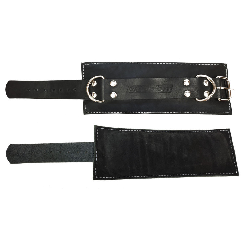 Манжета EasyFit F10 для тяги на тренажерах, Натуральна шкіра, Регульований обхват 16-31 см, Ширина 9 см, Чорний