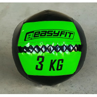 Медичний м'яч EasyFit Wall Ball (медбол, волболл), Вага 3 кг, Діаметр 33 см, PU, PVC, Чорно-зелений