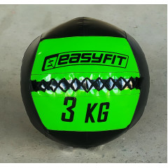 Медичний м'яч EasyFit Wall Ball (медбол, волболл), Вага 3 кг, Діаметр 33 см, PU, PVC, Чорно-зелений