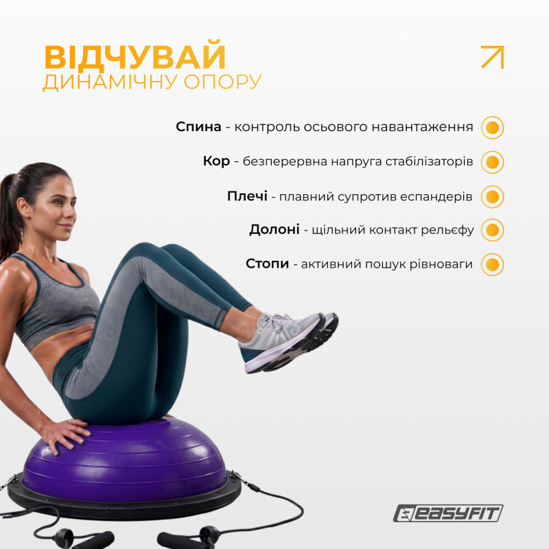 Балансировочная платформа EasyFit BOSU, диаметр 60 см, фиолетовый
