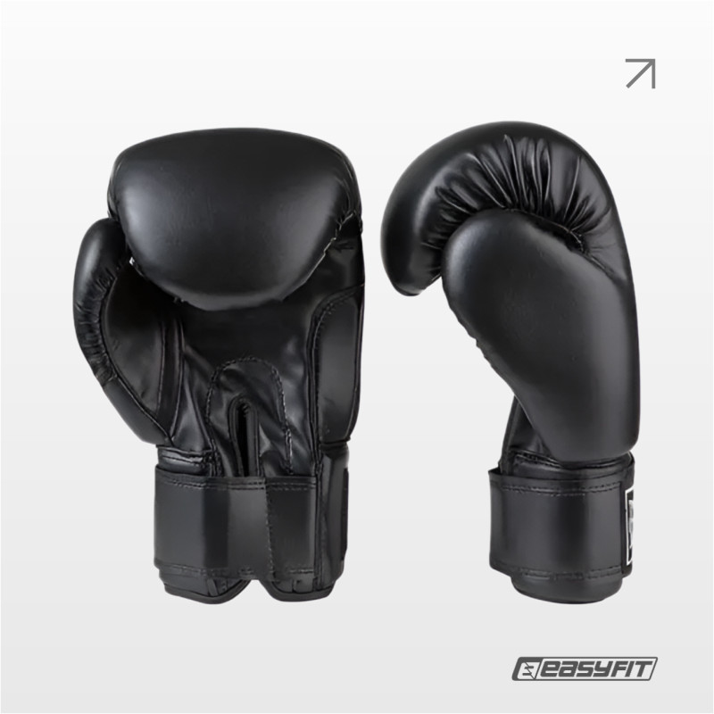 Боксерські рукавички Everlast + сумка-чохол, 16 унцій (16 oz), PU-шкіра, Липучка hook&loop, Чорний