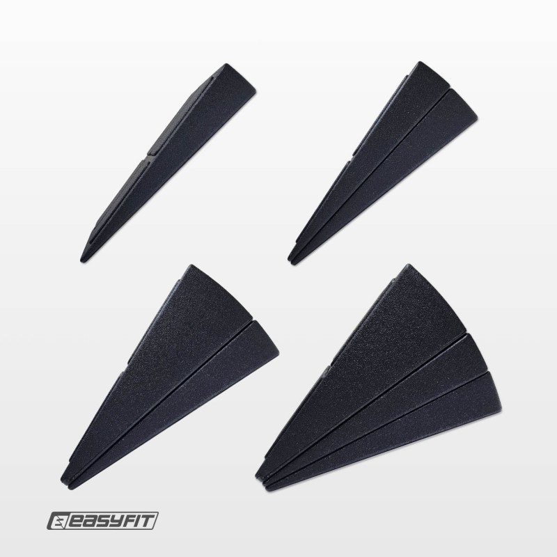 Клиновий блок для присідань EasyFit, набір з трьох похилих платформ для йоги, тренувань та корекції постави, регульовані кути 8,5° та 17°, поліпропілен, чорний