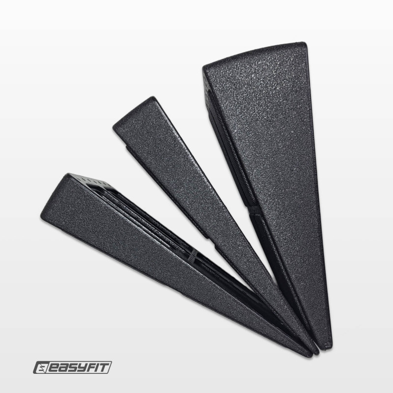 Клиновий блок для присідань EasyFit, набір з трьох похилих платформ для йоги, тренувань та корекції постави, регульовані кути 8,5° та 17°, поліпропілен, чорний
