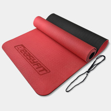 Двошаровий килимок EasyFit для пілатесу, фітнесу та йоги, 183x61 см, товщина 6 мм, TPE/TC, ECO-Friendly, червоно-чорний