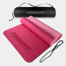 Двошаровий килимок EasyFit для пілатесу, фітнесу та йоги з чохлом, 183x61 см, товщина 6 мм, TPE/TC, ECO-Friendly, рожево-світло-рожевий