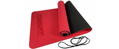 Двошаровий килимок EasyFit для пілатесу, фітнесу та йоги, 183x61 см, товщина 6 мм, TPE/TC, ECO-Friendly, червоно-чорний