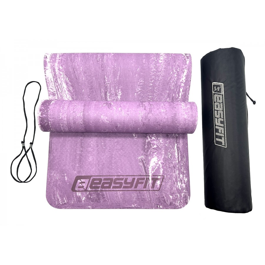 Premium Mat коврик EasyFit для фитнеса и пилатеса с чехлом, 183x61 см, толщина 8 мм, PER, ECO-Friendly, фиолетовый