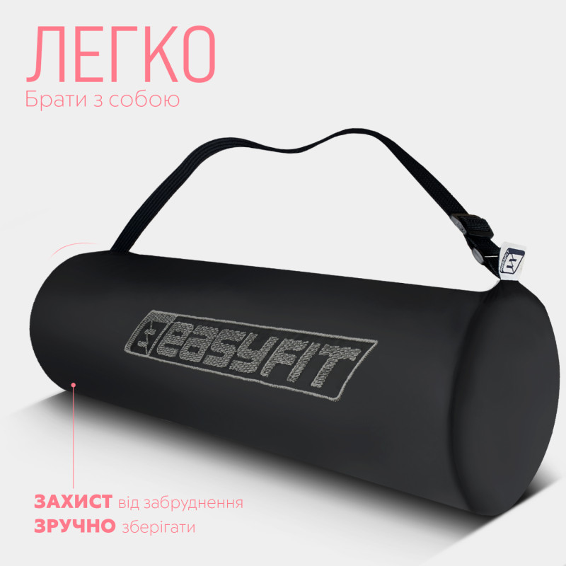 Двухслойный коврик EasyFit для пилатеса, фитнеса и йоги с чехлом, 183x61 см, толщина 6 мм, TPE/TC, ECO-Friendly, розово-светло-розовый