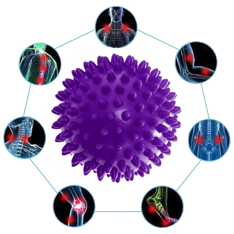 Масажний м'яч EasyFit з шипами, Діаметр 7.5 см, м'який (надувний), гума, фіолетовий, для МФР, зняття напруги та самомасажу