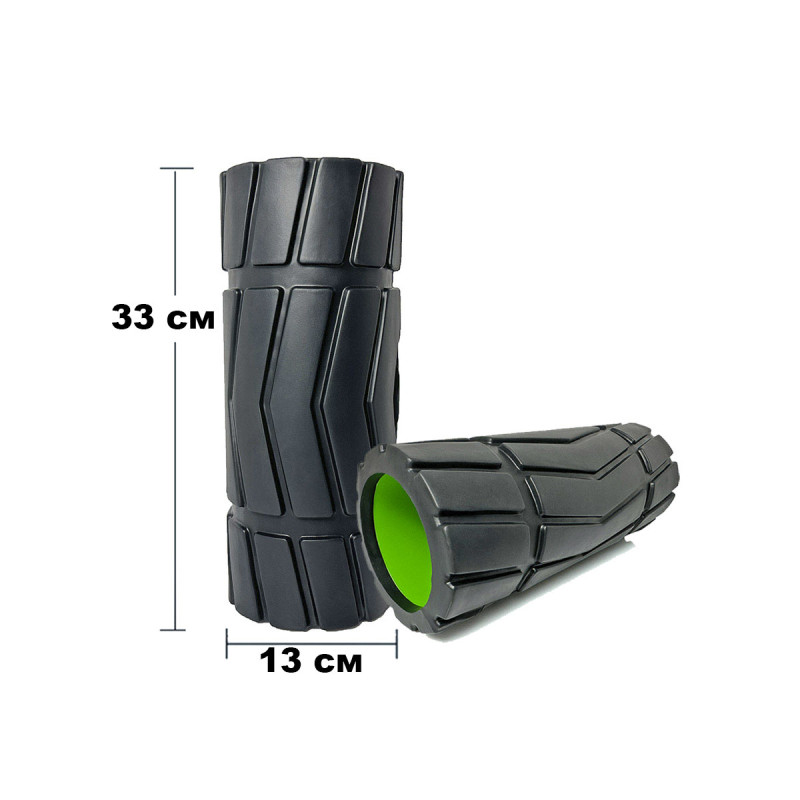 Массажный ролик (валик) EasyFit Rover, Длина 33 см, Диаметр 13 см, Каркас из высокопрочного пластика, Пена EVA с массажной поверхностью 3D, для МФР, фитнеса, йоги и реабилитации, Черный