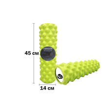 Массажный ролик (валик) EasyFit Grid Roller Extreme, Длина 45 см, Диаметр 14 см, Пена EVA с массажной поверхностью 3D, для МФР, фитнеса, йоги и реабилитации, Салатовый