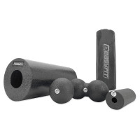 МФР набор для массажа EasyFit MioSet-3: массажный роллер (валик 33х14 см), массажный роллер (валик 15х5 см), двойной массажный мяч (16х8 см) и массажный мяч (8 см) для фитнеса, реабилитации и расслабления мышц