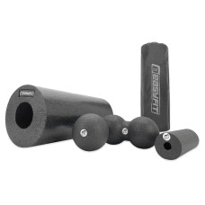 МФР набор для массажа EasyFit MioSet-3: массажный роллер (валик 33х14 см), массажный роллер (валик 15х5 см), двойной массажный мяч (16х8 см) и массажный мяч (8 см) для фитнеса, реабилитации и расслабления мышц