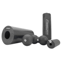 МФР набор для массажа EasyFit MioSet-3: массажный роллер (валик 33х14 см), массажный роллер (валик 15х5 см), двойной массажный мяч (16х8 см) и массажный мяч (8 см) для фитнеса, реабилитации и расслабления мышц