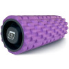 Массажный ролик EasyFit Grid Roller v.1.1 с заглушками, Длина 33 см, Диаметр 14 см, 3D массажная поверхность, Пена EVA, для фитнеса, йоги и восстановления мышц, Фиолетовый