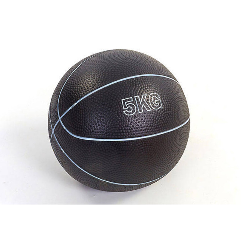 Медбол EasyFit RB  (медицинский мяч-слембол без отскока), Вес 5 кг, Диаметр 20 см, Резина, Черный