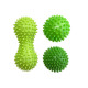 Набор для массажа и МФР EasyFit PVC Set-3: твердый массажный мяч (7,5 см), мягкий надувной мяч (7,5 см), массажный ролик «арахис» (16x6,5 см), зеленый, с сумкой для хранения, для фитнеса, реабилитации и релаксации мышц