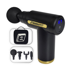Перкусійний масажер для тіла Easyfit Pulse Mini з 4 насадками та чохлом, 6 режимів інтенсивності, чорний