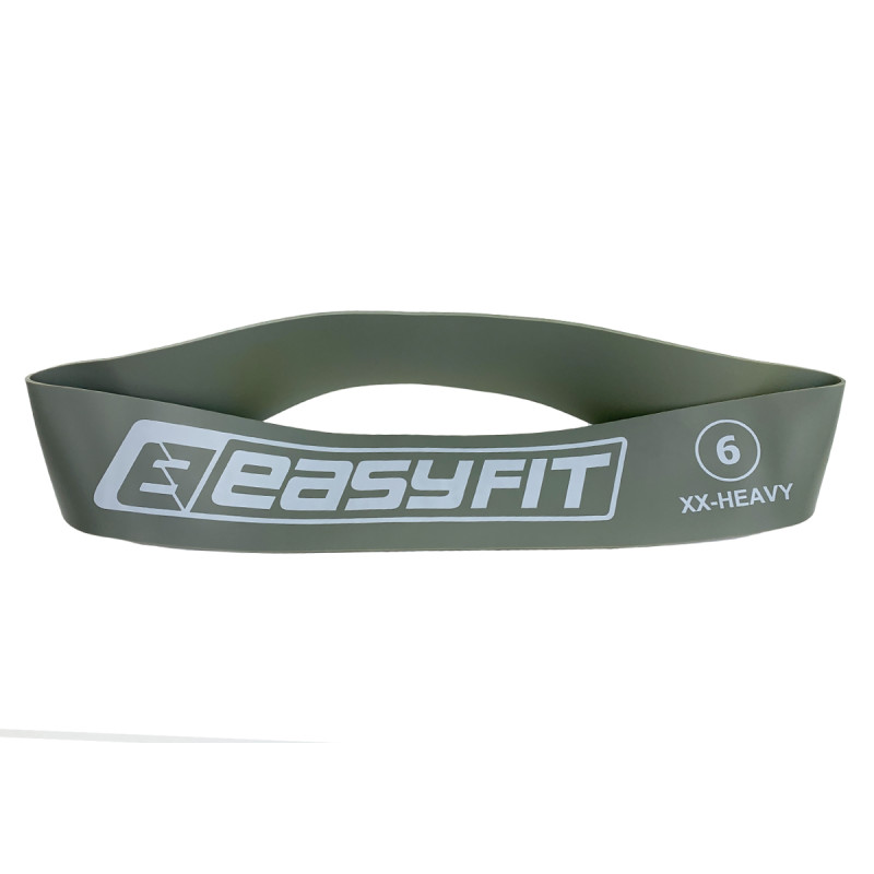 Фитнес-резинка для ног EasyFit №6 XX-Heavy, Сопротивление 25 кг, Латекс, Длина 60 см, Ширина 5 см, Толщина 1,5 мм, Серый