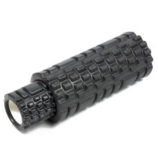 Массажный ролик (валик) EasyFit Grid Roller Double 2 в 1, Длина 33 см, Диаметр 14 см, Каркас из высокопрочного пластика, Пена EVA с массажной поверхностью 3D, для МФР, фитнеса, йоги и реабилитации, Черный