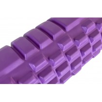 Масажний ролик EasyFit Grid Roller v.1.1 з заглушками, Довжина 33 см, Діаметр 14 см, 3D масажна поверхня, піна EVA, для фітнесу, йоги та відновлення м'язів, Фіолетовий