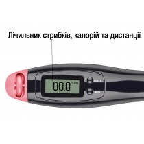 Швидкісна скакалка з лічильником EasyFit, Довжиа 2,8 м, ручки 18 см, Сталь, Пластик, Вага 130 г, Чорно-рожевий