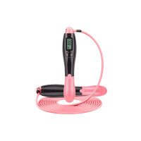 Швидкісна скакалка з лічильником EasyFit, Довжина 2,8 м, ручки 18 см, Сталь, Пластик, Вага 130 г, Чорно-рожевий