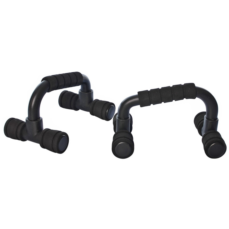 Упори для віджимань EasyFit PushMax, з неопреновим покриттям, довжина 20 см, максимальне навантаження 100 кг, чорний, для тренувань вдома та в спортзалі