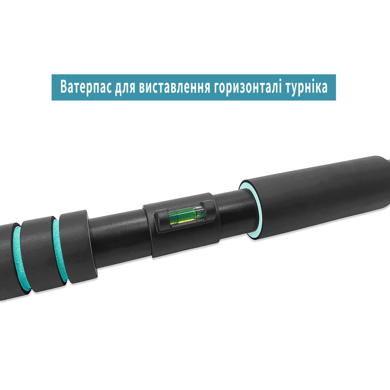 Розсувний розпірний турнік EasyFit BlueGymBar, Довжина 70-95 см (регульована), Діаметр 40 мм, Гума NBR, Сталь, Пластик, Чорно-блакитний