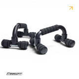 Упоры для отжиманий EasyFit PushMax, с неопреновым покрытием, длина 20 см, максимальная нагрузка 100 кг, черный, для тренировок дома и в спортзале