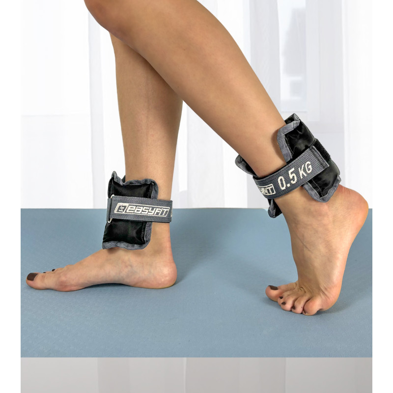 Обтяжувачі для ніг і рук EasyFit (пара), Вага 0,5 кг, Оксфорд, Нейлон, Пісок, Чорно-сірий