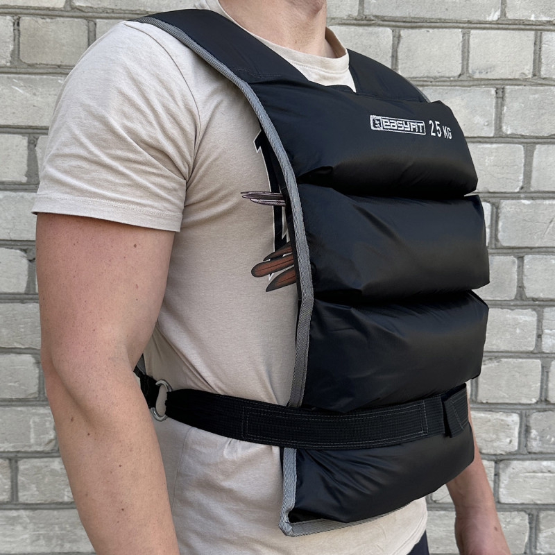 Жилет для обтяження EasyFit, Вага 25 кг, Оксфорд, Пісок, Чорний