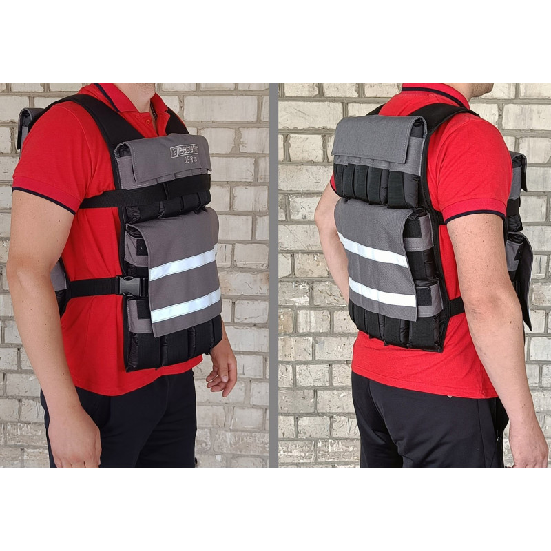 Жилет утяжелитель EasyFit Armor наборной с шагом 0,5 кг, Максимальный вес 18 кг, Оксфорд, Песок, Черный