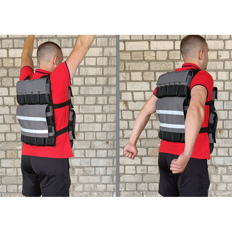 Жилет обтяжувач EasyFit Armor набірний з кроком 0,5 кг, Максимальна вага 18 кг, Оксфорд, Пісок, Чорний