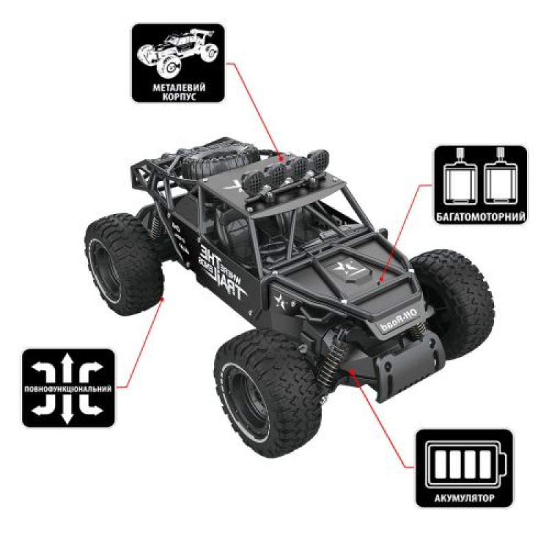 Машинка на радиоуправлении Off-road Crawler – Race (матовый черный, 1:14)