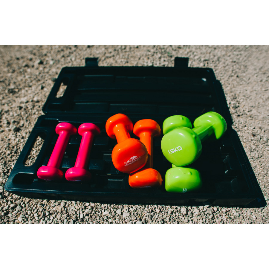 Набір гантелей в кейсі 6 кг. PowerPlay 4103 Fitness Dumbells (2шт.*0,5кг. 2шт.*1кг. 2шт.*1,5кг.)