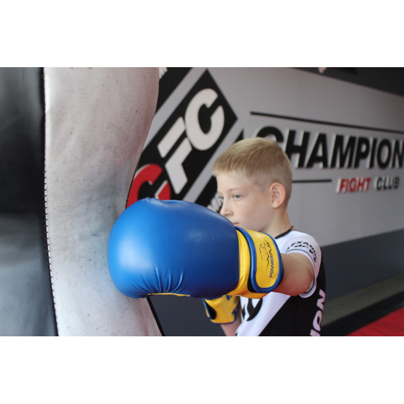 Боксерські рукавиці PowerPlay 3004 JR Classic Синьо-Жовті 6 унцій