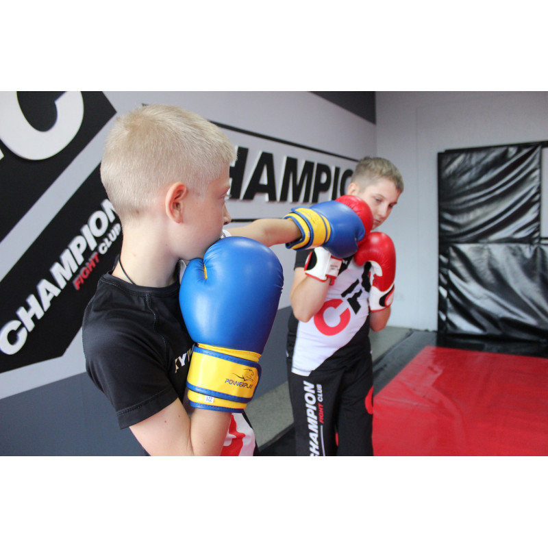 Боксерские перчатки PowerPlay 3004 JR Classic Сине-Желтые 6 унций