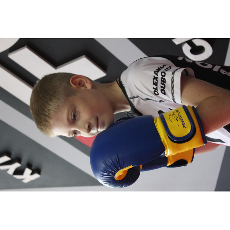 Боксерські рукавиці PowerPlay 3004 JR Classic Синьо-Жовті 6 унцій